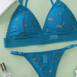 Women's Lingerie Bikini Set With Lace Detail With Bra And Thin Trousers In Multiple Colors
