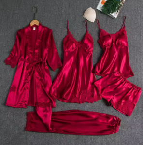 Women's Luxurious Five-Piece Pajama Set in Multiple Colors