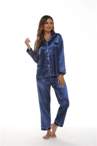 Women's Luxurious Multicolored Satin Pajama Set with White Edge Details