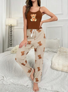 Women's Multicolored Bear Print Sleep Pajama Set