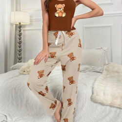 Women's Multicolored Bear Print Sleep Pajama Set